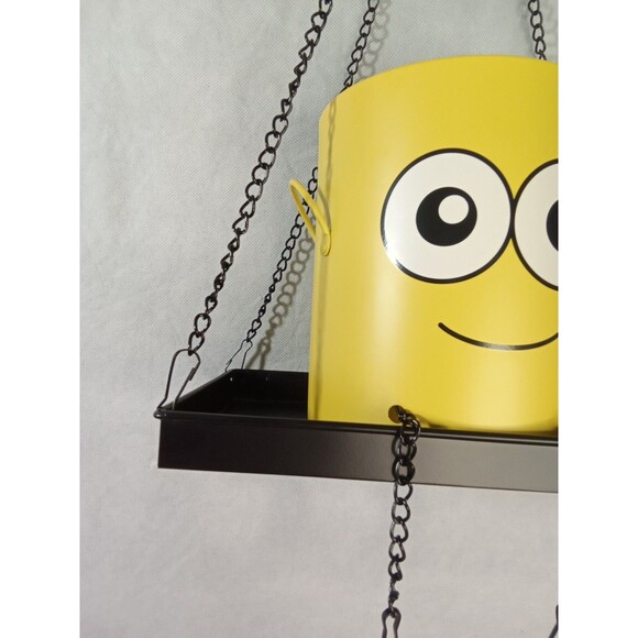 Yellow Hanging Smiley Face Planter With Bell Feet & Drain Hole - Picture 3 of 9